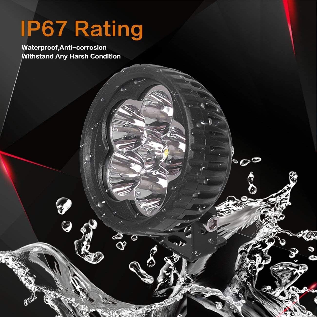 LED Light Bar 12v Round LED Lights 3" inch 18W Flood LED Light Pods LED Work Lights Driving Fog Lights for Off-Road, Truck, Car, ATV, SUV, Jeep [2 Pack] (18W)