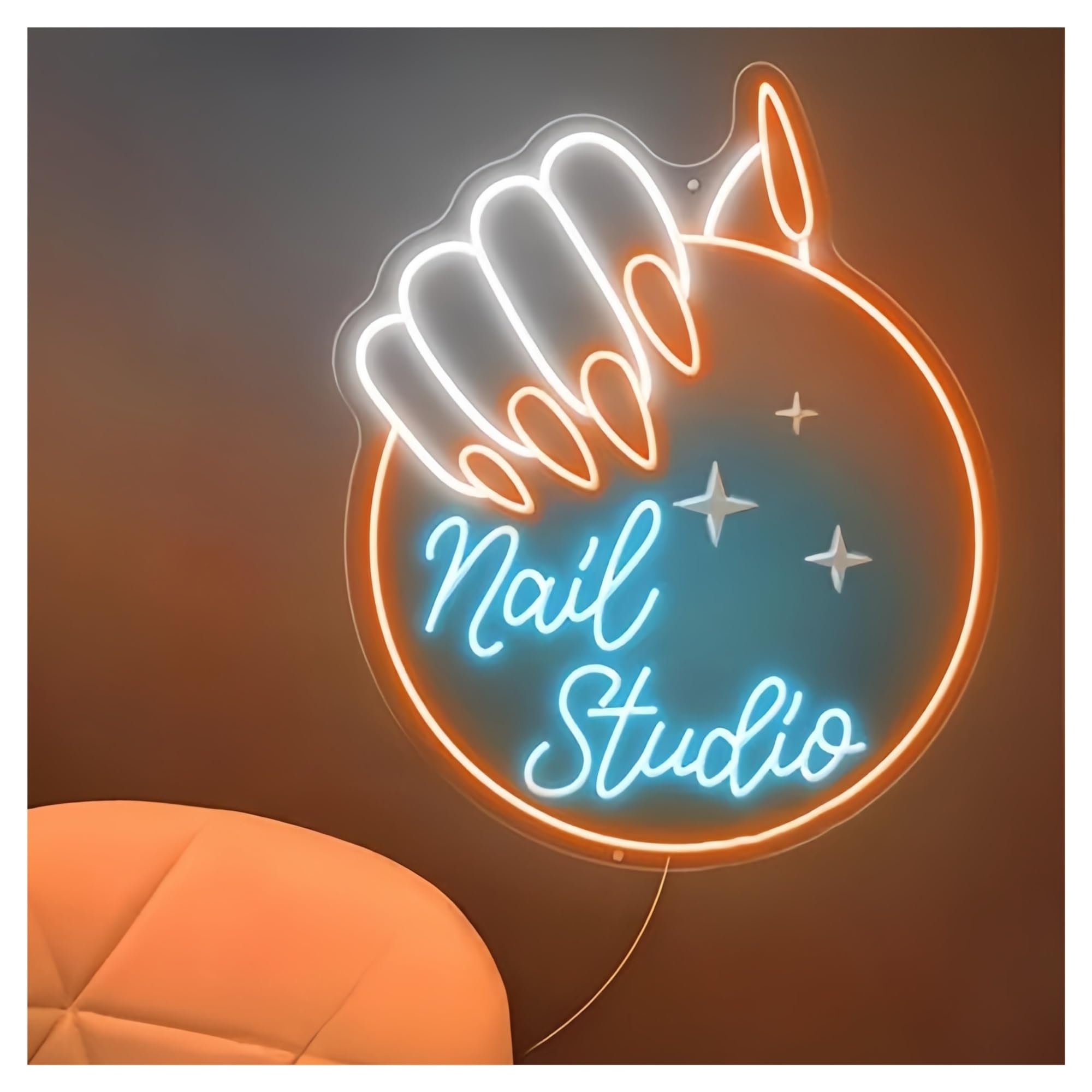 SHOUXI Sign Lamp Nail Salon Neon Sign Personalized Nail Studio Beauty Room Neon Light Beauty Salon Wall Art Decor Business Light Sign(F,58X48CM)