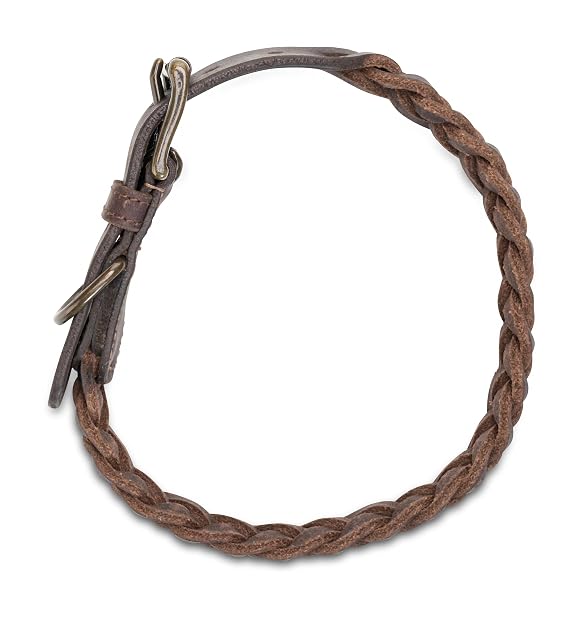Foto 4 de 7 de Collar trenzado para perros de piel engrasada, collar de cuero resistente hecho a mano, de piel de búfalo…