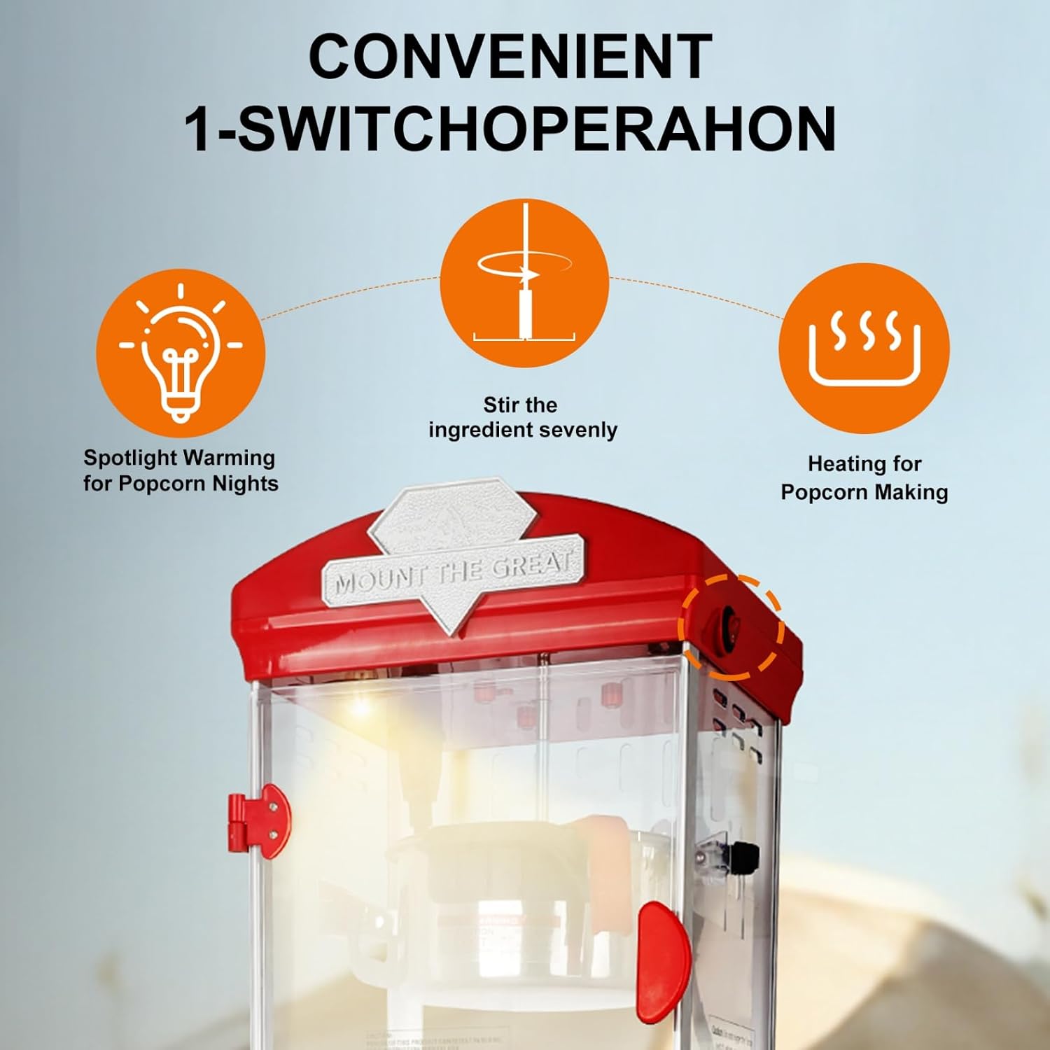 10oz Popcorn Machine with Cart, Popcorn Maker Machine, Red image 3