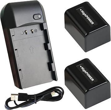 NP-FV5 Battery Charger and 2 NP-FV5 Plus Battery 3.7V 2000mAh, Video Camera Camcorder NP-FV5 Plus Battery Charger with USB-C Charging Cable