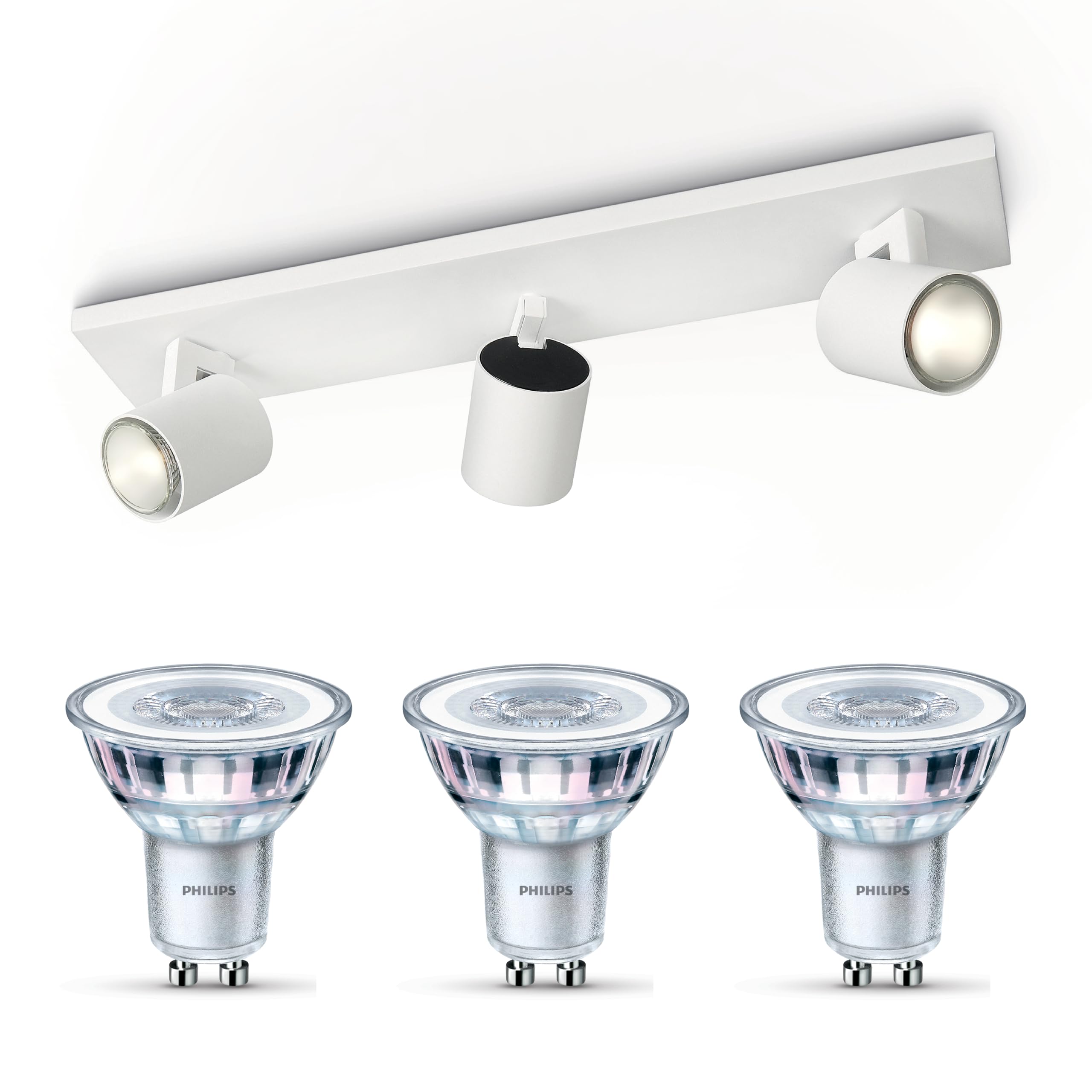 Philips Runner Aufbaustrahler (Weiß) - 3-Flammig - Nicht dimmbar | Deckenstrahler - GU10 - Warmweiß