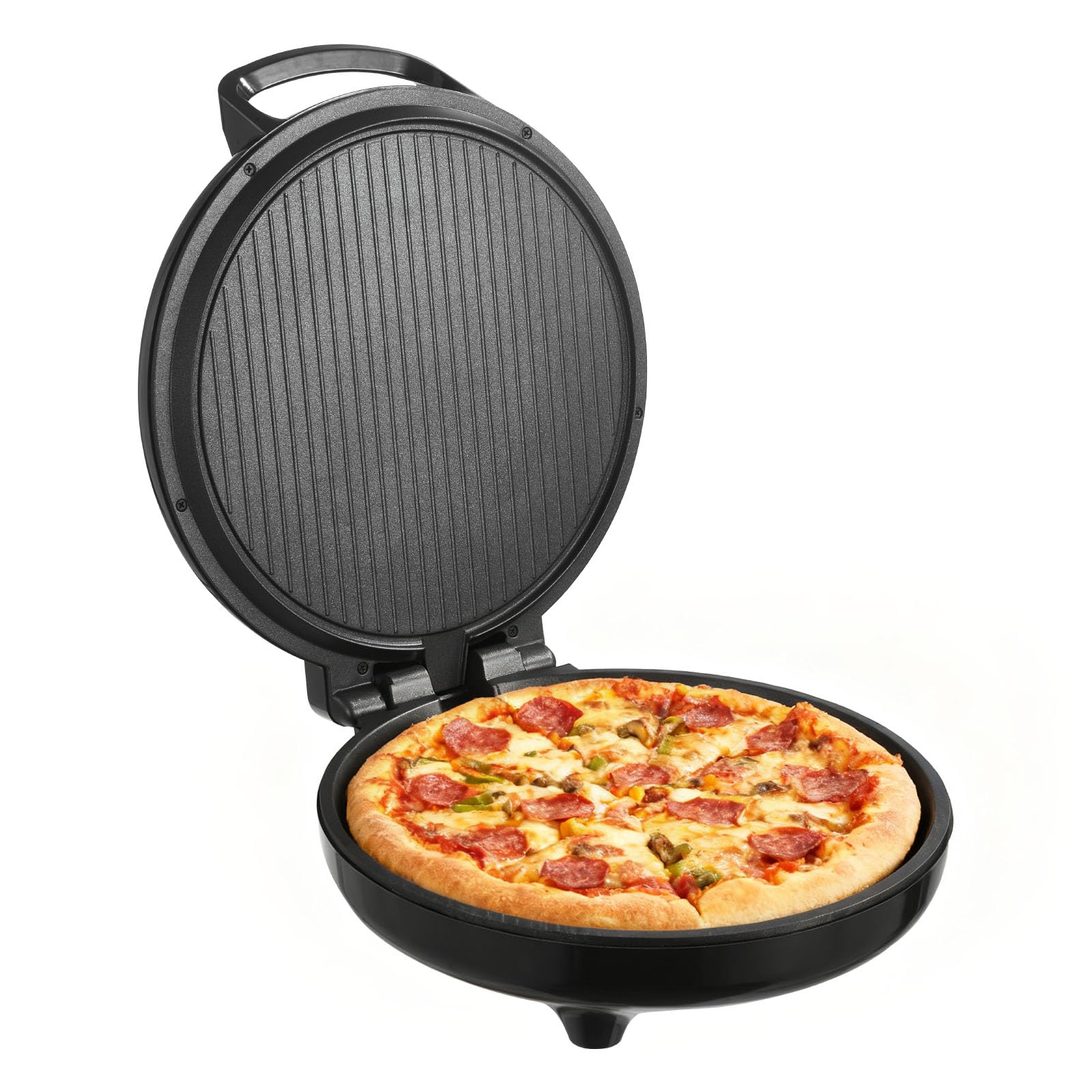 VEVOR Pizza Oven, 12 in Electric Pizza Maker, 1200W Electric Pizzas Cooker with Non-Stick Coating, 180° Open for Dual Side Baking, Heats up to 410 ˚F,