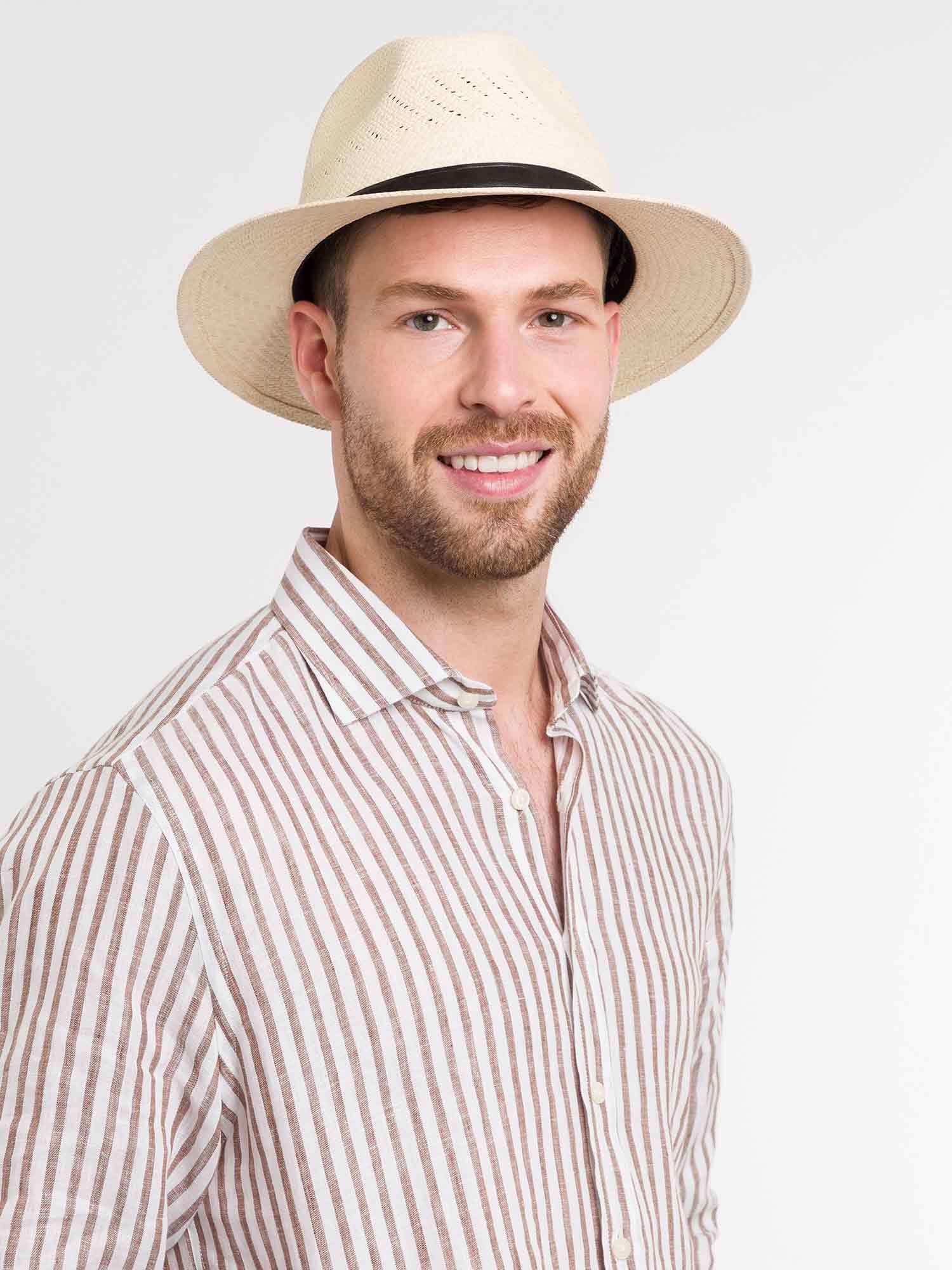 bugatti cappello Panama originale da uomo - cappello da sole con fascia in pelle - disponibile nelle misure 57, 59 e 61