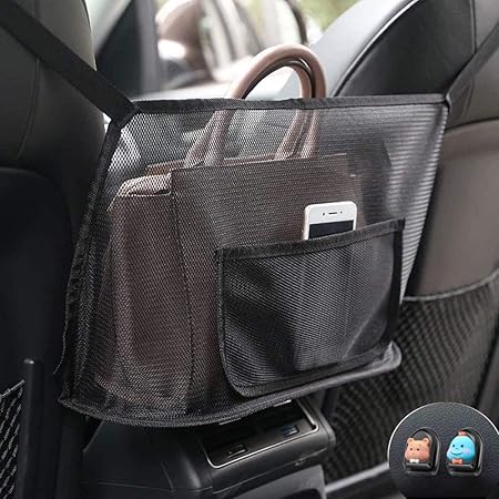 Amazon Seinal 車用収納ポケット 車 ネットポケット 車内 ネット スリム 大容量 省スペース 後部座席用 車 収納ネット 収納バッグ 車用小物入れ 折り畳み式 カバン 置き場所 座席隙間収納 車載収納ネット 簡単に取り付け ブラック ポケット ケース カバー 車