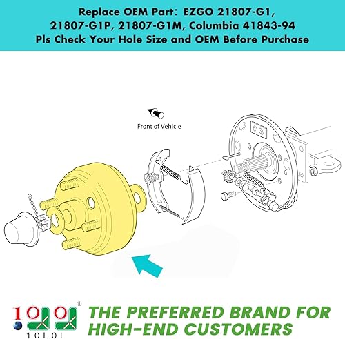 Miniatura 2 de 10L0L 21807G1 Carrito de golf de 1 pulgada con agujero grande de 30 dientes, conjunto de tambor de freno estriado para 4 ciclos de gas 1991 en