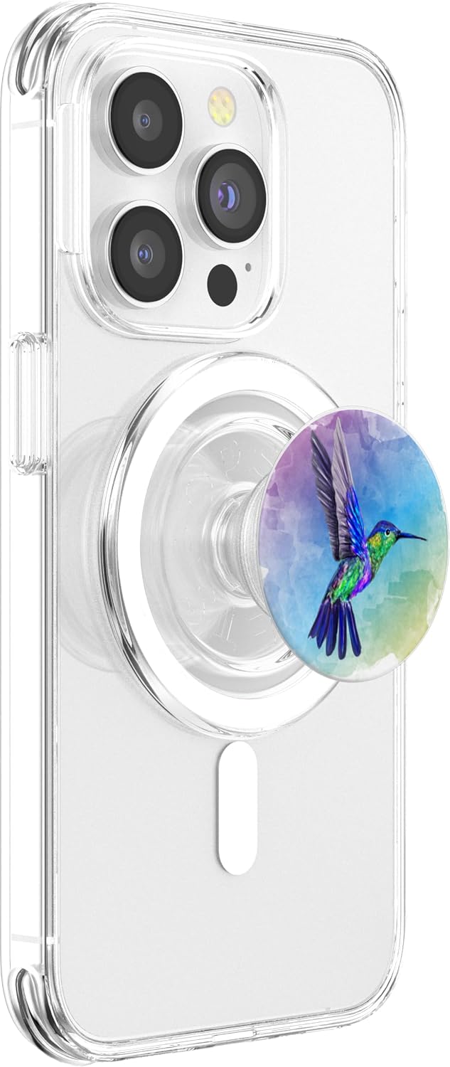 Colorful Watercolor Nature Blue Hummingbird Colorful Bird PopSockets PopGrip for MagSafe