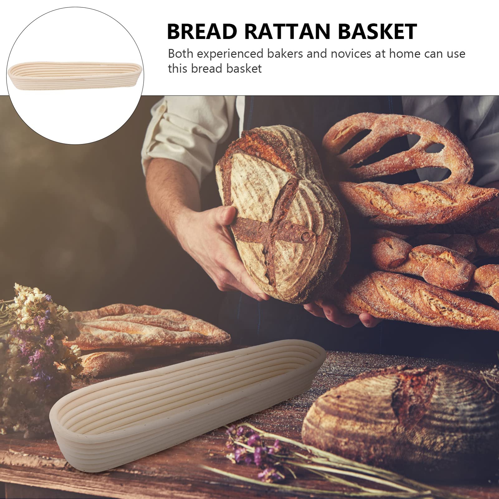 Cesta de Pan de Ratán para Levar Masa, Molde para Baguette