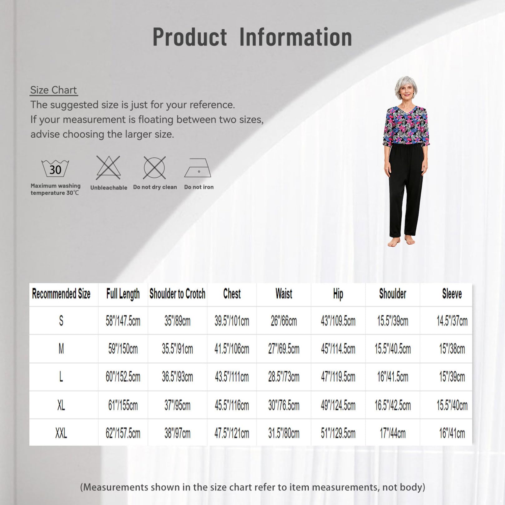 ranrann Femme Combinaison Imprimé Fleurie Pyjama Sanitaire Soin Grenouillère pour Personnes Âgées Alzheimer Incontinence Patient