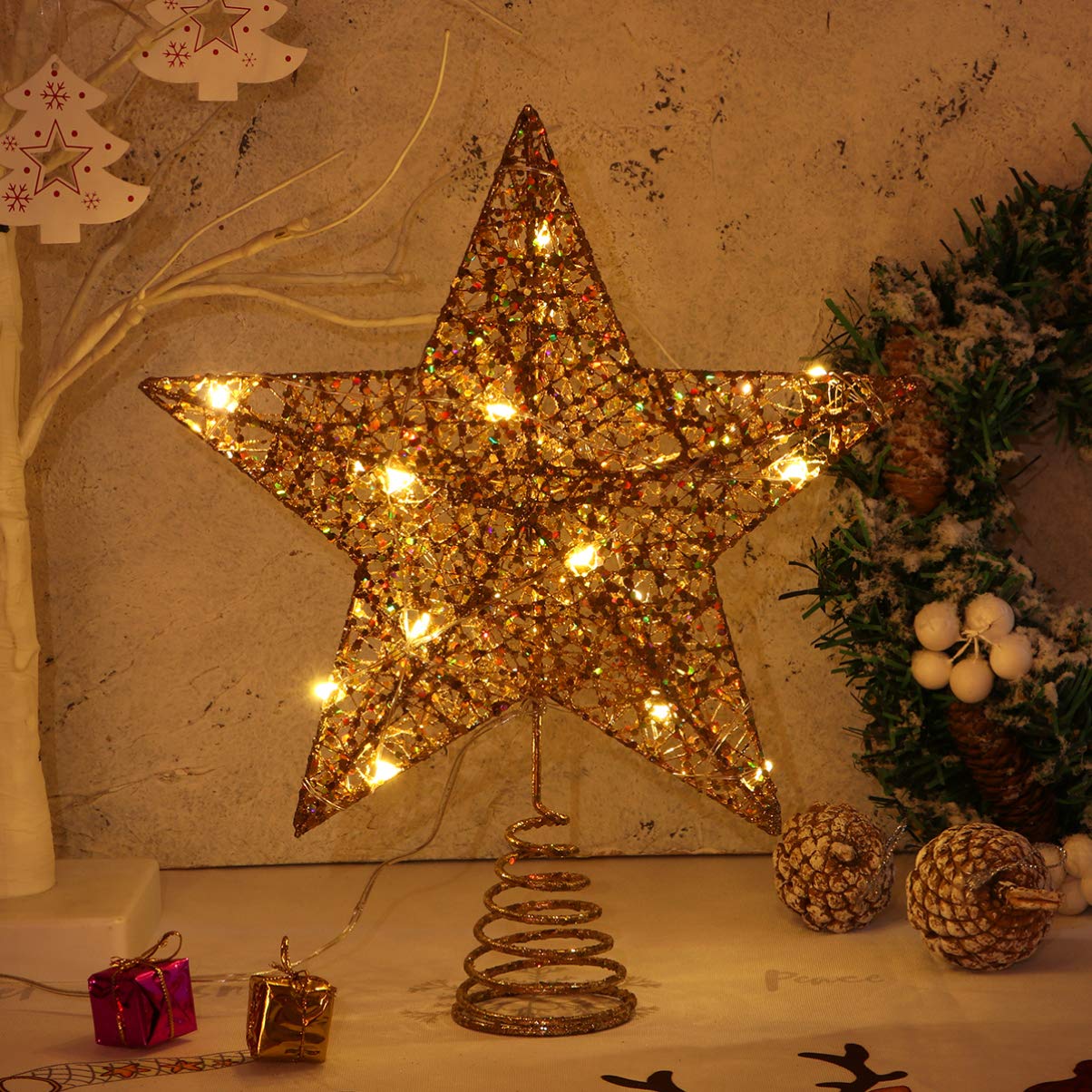 Arbre De Noël Star Topper, 25cm Noël Arbre Topper Étoile Décoration De