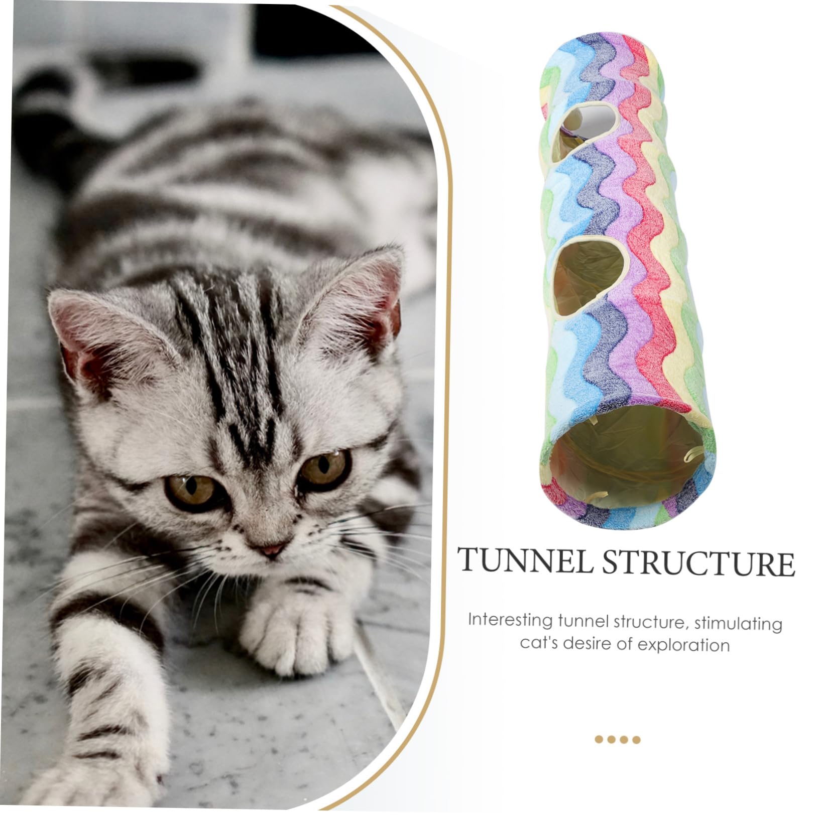 Spielzeug zum Erkunden und Spielen aus Flanell mit Regenbogenmuster Katzentunnel Faltbarer Katzen Tunnel Fördert Bewegung und Neugier der Katze