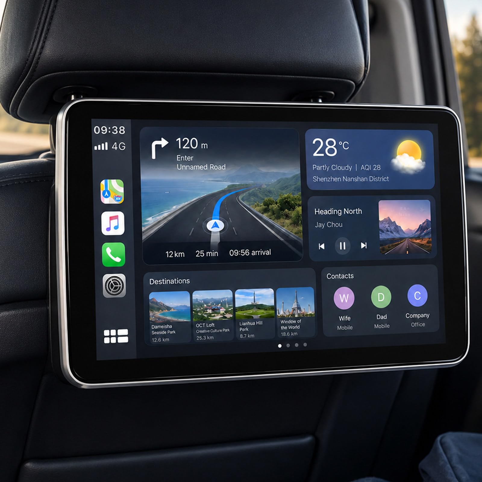 vnmudzeo Car Headrest Video Player for Kids,10.1" High Definition IPS Touch Screen,Support USB/TF,Phone Interconnection,Rear Seat Entertainment B