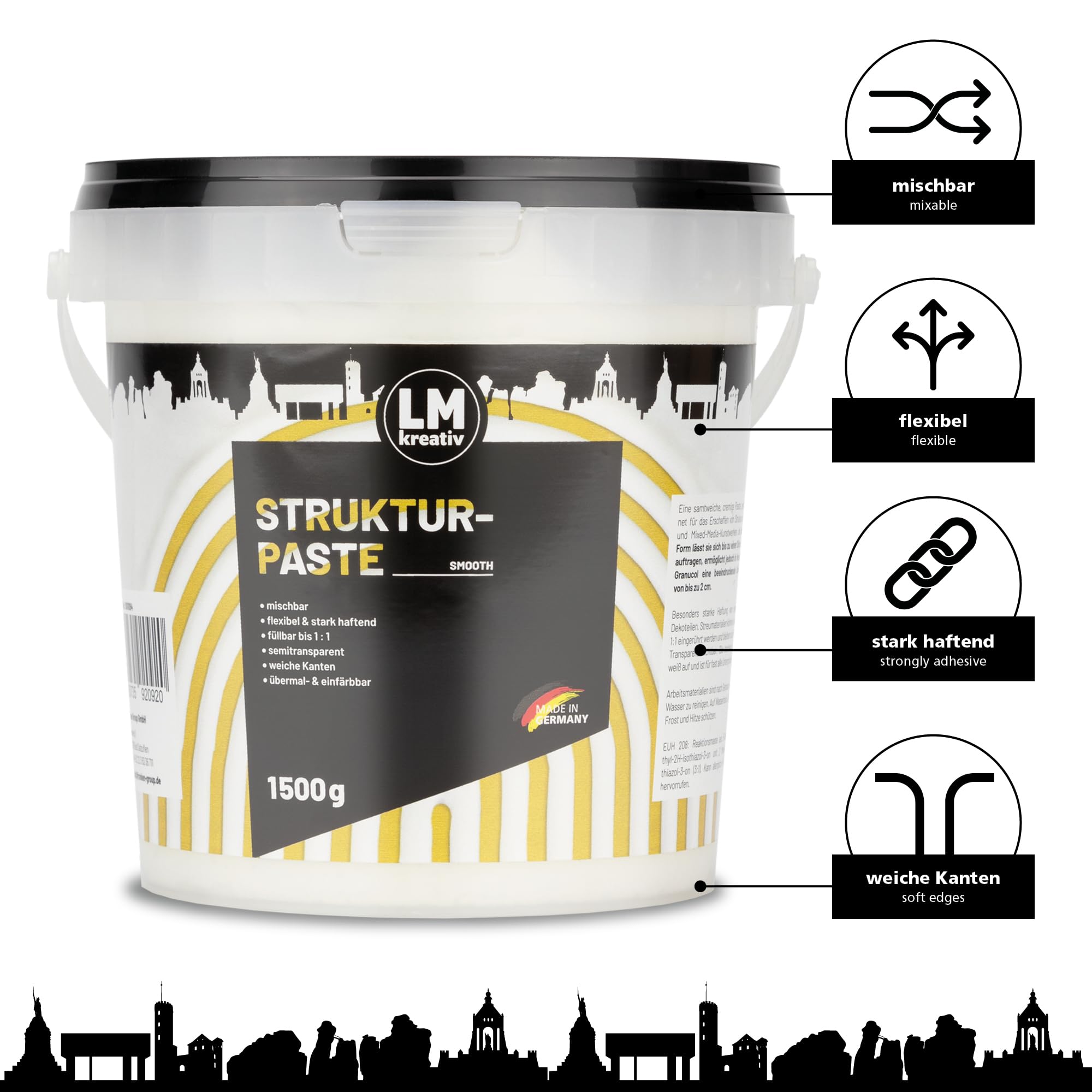 LM Creative Pâte Structurelle Lisse 1,5 Kg Blanc - Mastic Texturé Haut De Gamme Pour Arts Mixtes Pâte Modelage Structures 3D LM Creative Pâte Structurelle Lisse 1,5 Kg Blanc - Mastic Texturé Haut De Gamme Pour Arts Mixtes Pâte Modelage Structures 3D