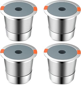 Reusable K Cups | Reusable K Cups for Keurig 1.0 & 2.0 Single Cup Coffee Makers,Stainless Steel Integrated Mesh Strainer keurig accessories 4 pack