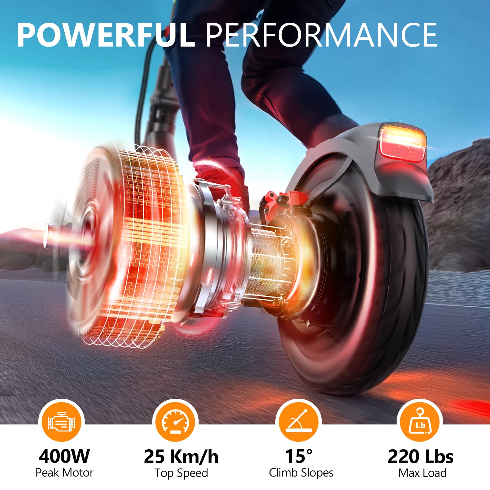 SISIGAD Patinete Eléctrico Adulto 10 Pulgadas Plegable Scooter Eléctrico con App, Patinete Eléctrica 350W Motor 36V 7.8AH Batería 25 km/h Velocidad Maxima, Electric Scooter con Doble Freno