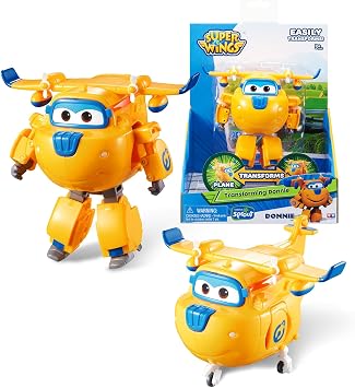 Super Wings Transformable Toys, 5 in Donnie Airplane Transforming Figures Toys, 2 in 1 Mode Rescue Bots Action Figure Toys for 3-5 Year Old Boys Girls, Fun Plane Toys for Toddlers Kids Age 3 4 5 6 7