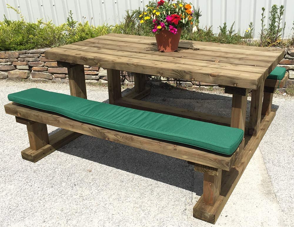 Sustainable Furniture 1x Picnic Bench-Various Sizes and Colours Available (180cm, Forest Green) -Cushion ONLY Showerproof 6ft