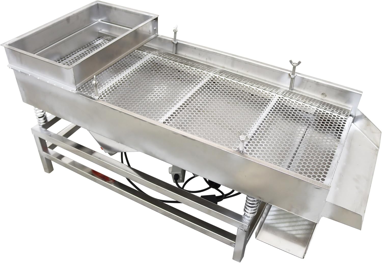Linear Vibrating Screen Straight Vibrating Sieve Shaker Electric Linear Vibrating Sieve Machine JG40-95 Stainless Steel Vibrating Sieve 4mm Screen Single Layer with 2 Motor 110V
