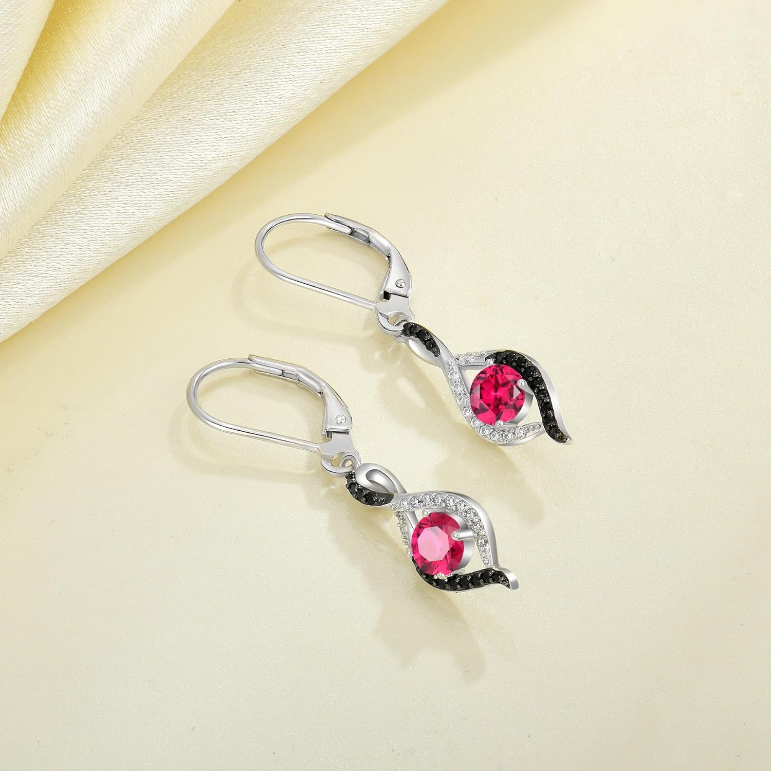 JO WISDOM Women Infinity Two Tone Earrings,925 Sterling Silver Dangle Birthstone Gemstone Earrings,Leverback Jewelry for Women - Image 4