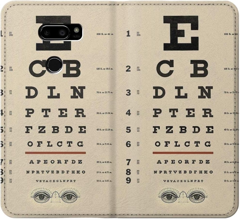 RW2502 Eye Exam Chart Decorative Decoupage Poster PU Leather Flip Case Cover for LG V30, LG V30 Plus, LG V30S ThinQ, LG V35, LG V35 ThinQ