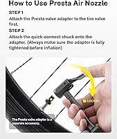 Vista 4 de HOTO Mini bomba de neumáticos para bicicleta, bomba de bicicleta de inflado rápido de 25 segundos con calibre, bomba de aire eléctrica portátil