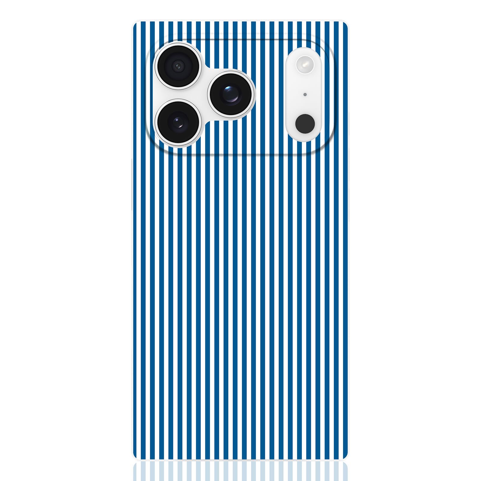 Flaunt Official Square Protective Case - Compatible with iPhone 17 Pro Max - Compatible with MagSafe & Wireless Charging - Drop-Tested & Shockproof - (Blue & White Oxford Stripe)