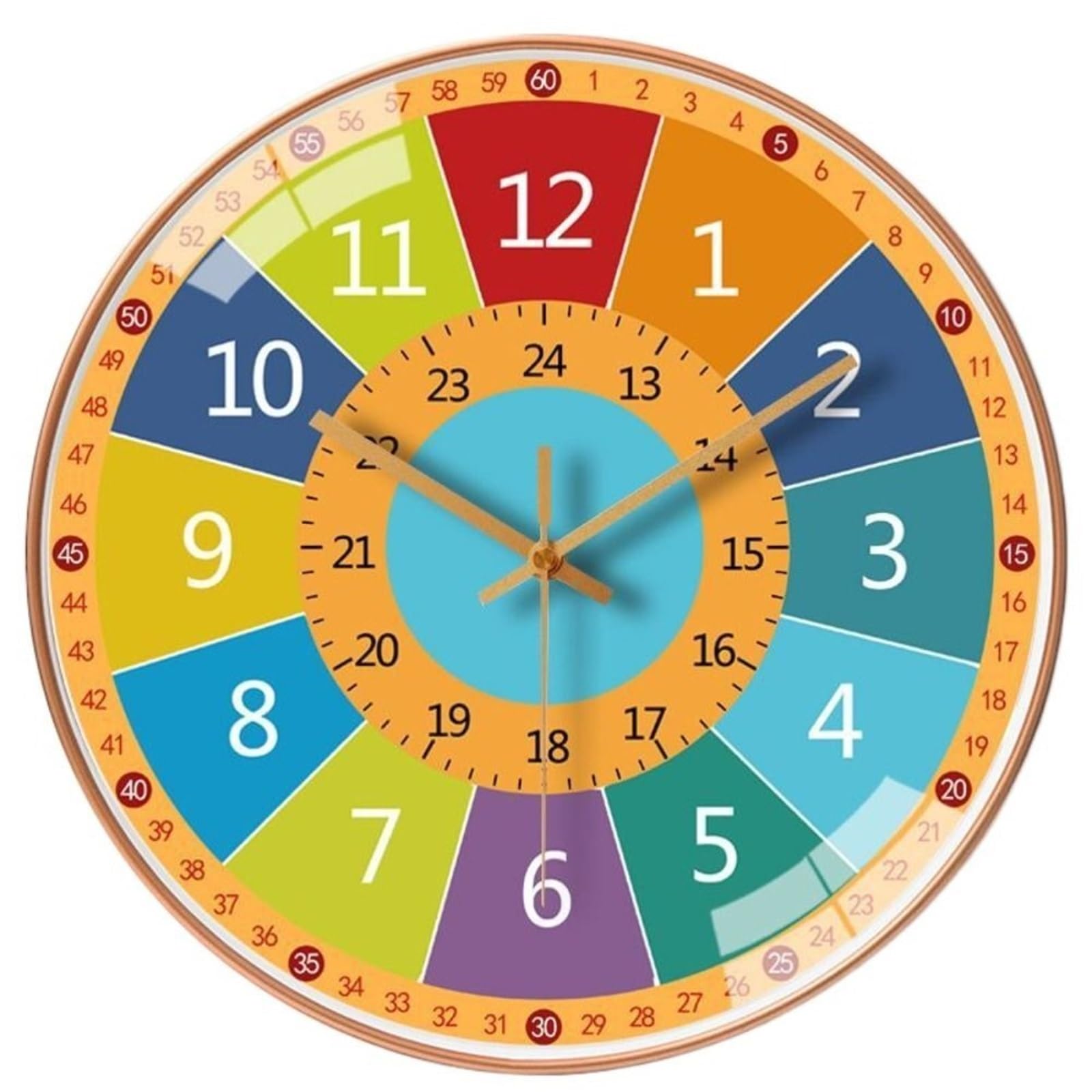 DJSKLDF Wall clock Wall Decor Silent Clock Punch-free Modern Learning Cartoon Simple Electronic Color Children's Room(H)