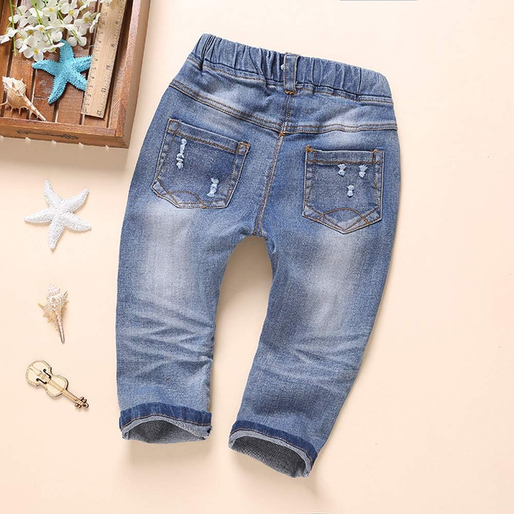 KIDSCOOL SPACE Baby Ripped Jean,Toddler Elastic Distressed Waist Denim Pants - Image 3
