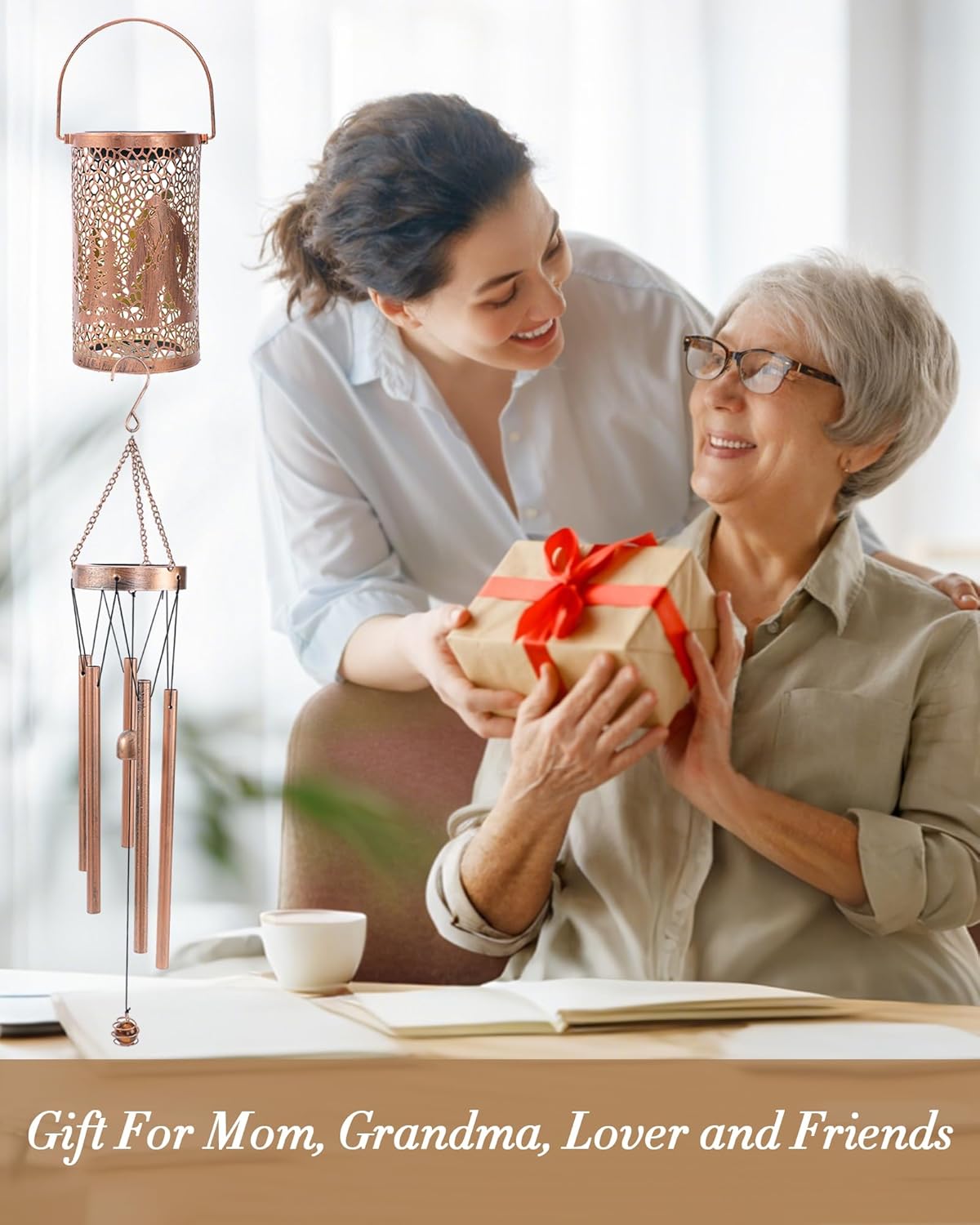 Solar Wind Chimes for Outside - Bigfoot Gifts Metal Windchimes with Solar Lanterns Sasquatch Outdoor Hanging Decor Garden Patio Yard Decoratoin Christmas Birthday Gift for Women Mom Grandma - Image 5