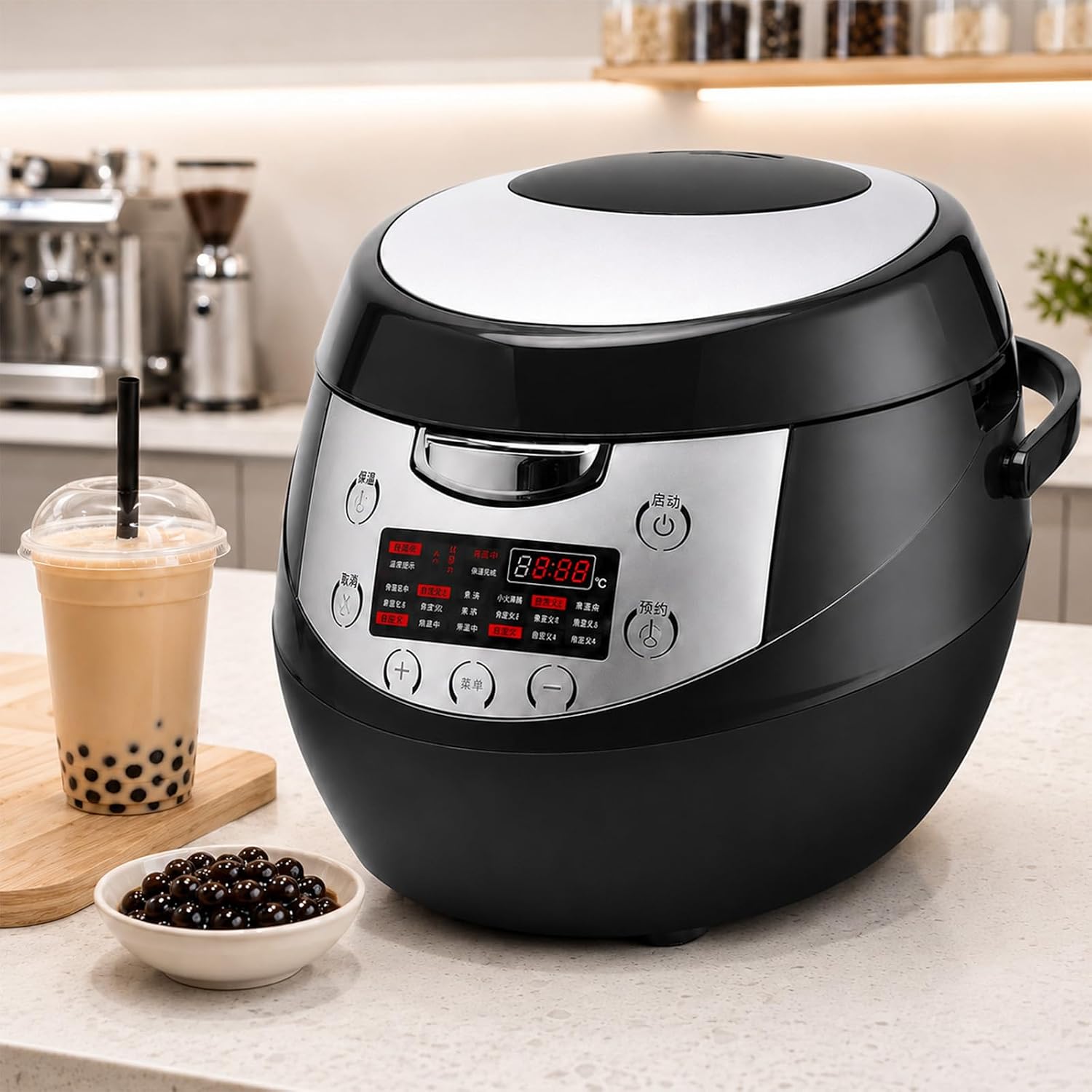 6L Boba Cooker Commercial, Automatic Cooking Pot Pearl for Milk Tea Stores Restaurants Dessert Stores Lounge