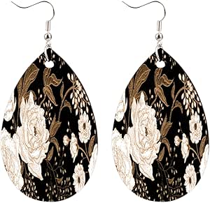Yolev 12 Pairs African Wooden Dangle Earrings Lightweight 11 thumbnail image