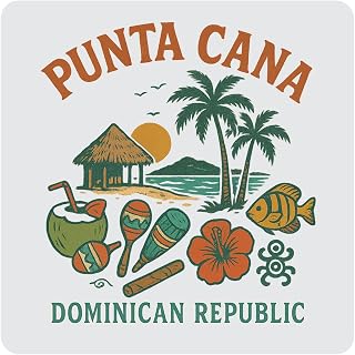 Punta Cana Dominican Republic Souvenir 4-Pack Acrylic Coaster – 4" Durable Drink Coaster Keepsake Gift
