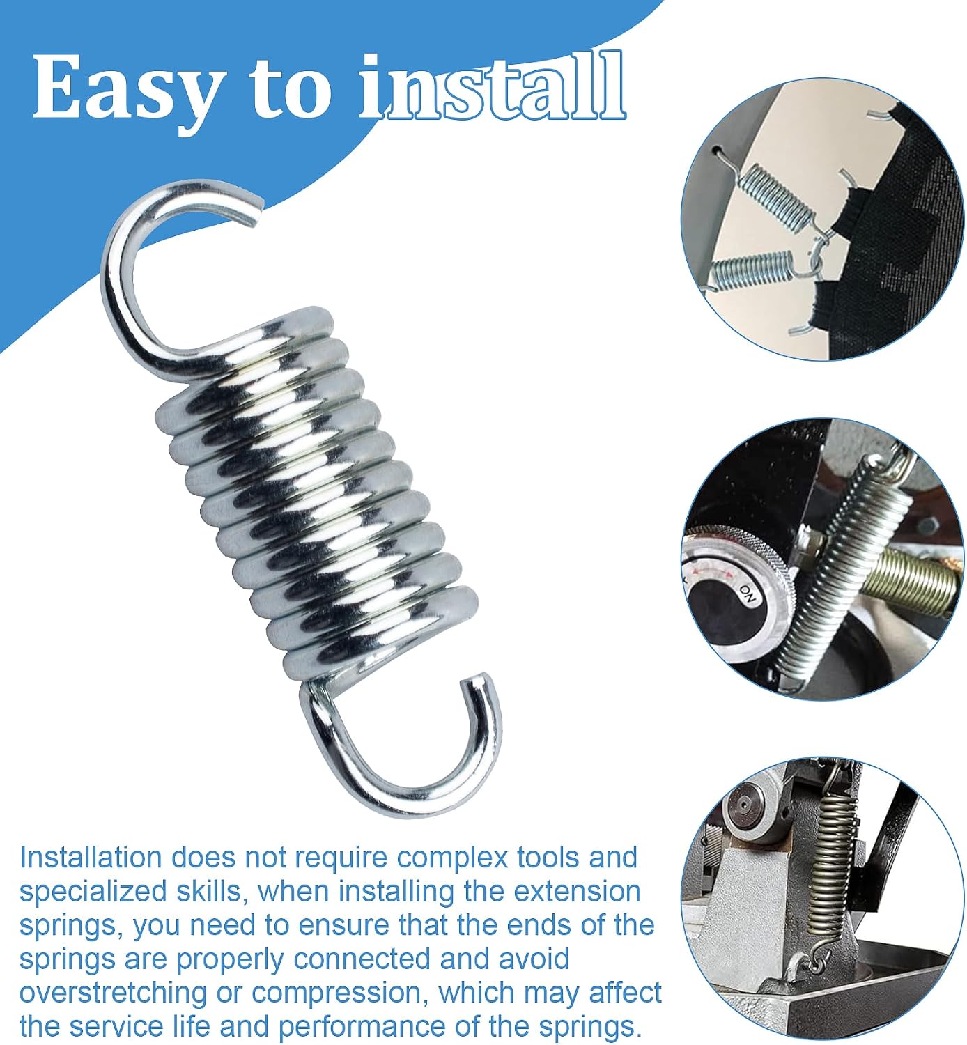 2 Inch 10 Turn Extension Springs , Sofa Bed Replacement Parts, 4 Pack