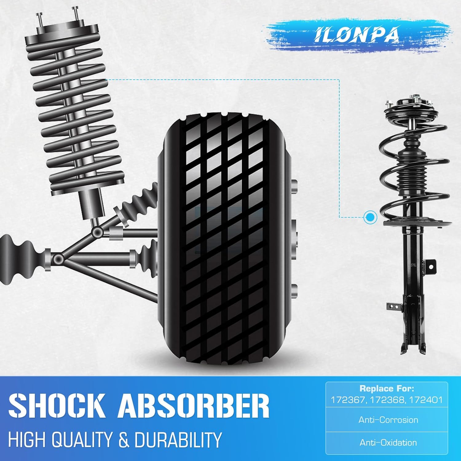 Front & Rear Struts w/Coil Springs for 2007-2012 Dodge Caliber (Exc. RT/SRT-4) / 2007-2010 Jeep Compass / 2007-2010 Jeep Patriot, Shock Absorbers (Fits 172367 172368 172401) 2008 2009 2011
