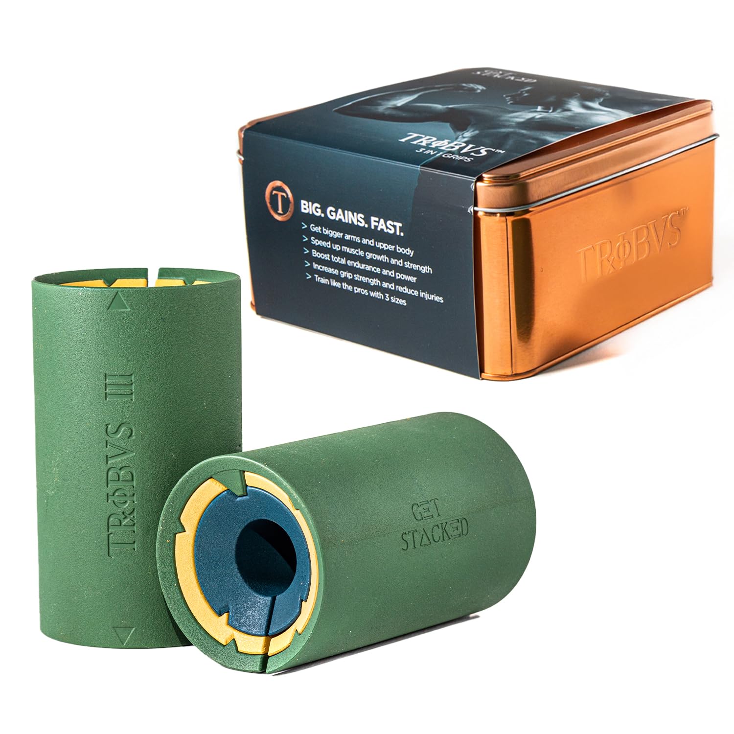 Tribus - 3-in-1 Thick Grips for Dumbbells and Barbells, 2.05