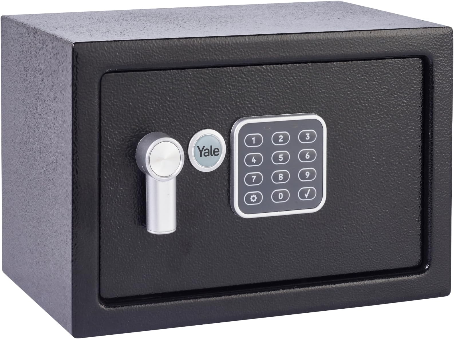 YEC/200/DB1 Small Alarmed Value Safe, 130 db built in Alarm, Steel Construction, Steel Locking Bolts, Emergency Overide Key, Wall and Floor Fixings, Black, 8.6 Litre Capacity 20 x 31 x 20 cm