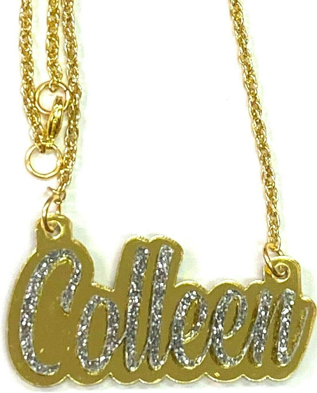 MIRROR MANIA Necklace Name Plate Personalized Custom Name Necklace Nameplate Name Laser Cut Diamond Look Script Cursive Letters, Premium Gold Chain, Made To Order Any Name - Dazzling and Stunning!