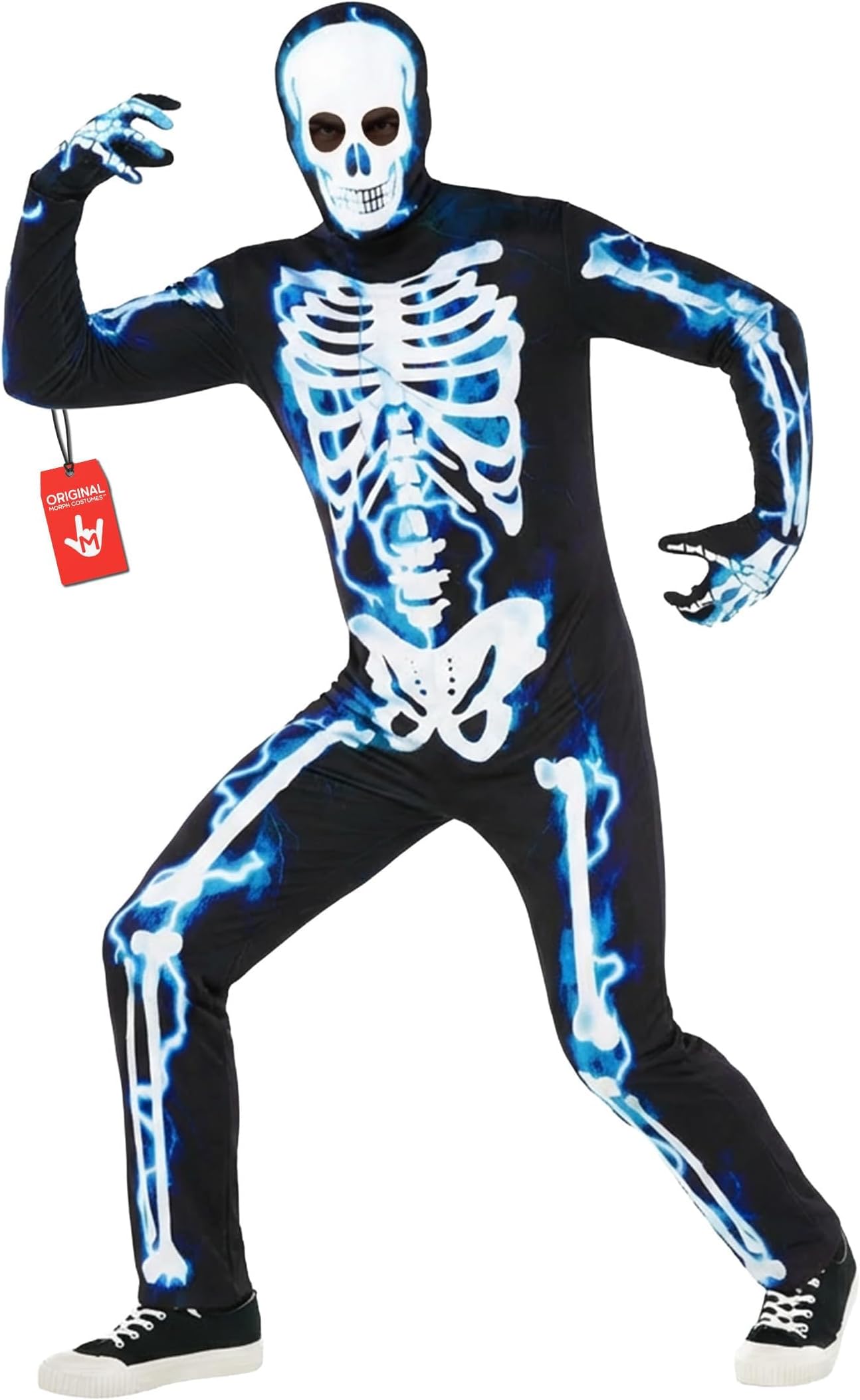 Morph Mens Skeleton Costume, Adult Skeleton Costume, Halloween Skeletons Suit Adults, Halloween Costumes for Men