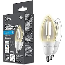 GE CYNC Smart LED Light Bulb, B11 Candle Light Bulb, Works with Amazon Alexa and Google Home, WiFi Light, 60W Equivalent, Soft White, Small Base (Pack of 2)