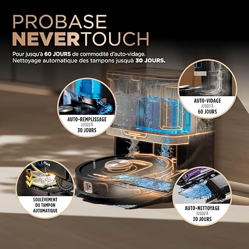 Shark PowerDetect Aspirateur Robot Laveur avec Base autovideuse et nettoyante de 60 Jours – Navigation 3D LiDAR – Wi-FI/App – 4 tampons Anti-microbiens, 1 Cartouche Anti-odeurs et 2 brosses – Noir - 4