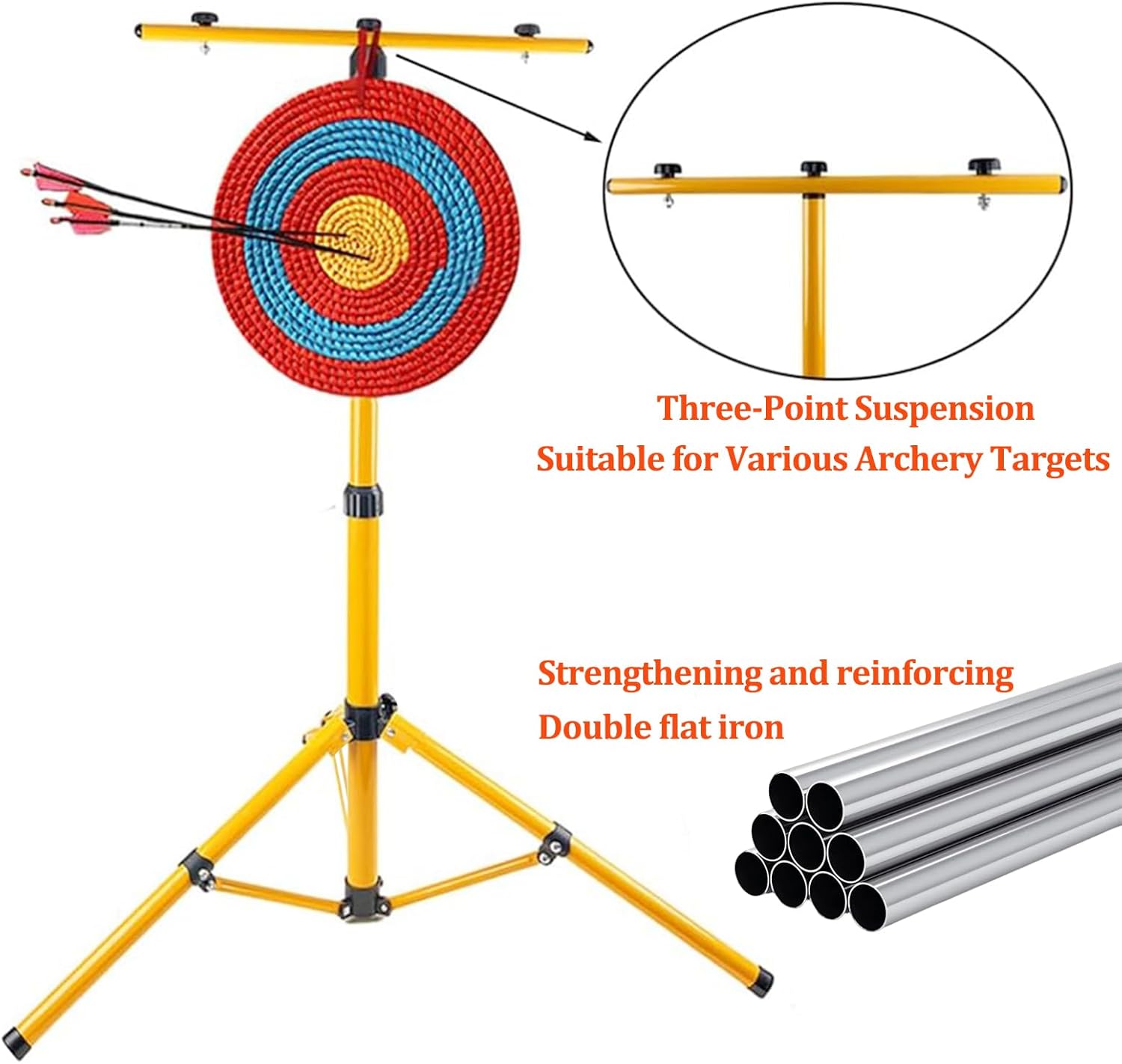 Archery Target Stand Adjustable Bow and Arrow Target Stands for Backyard Adult, Durable Metal Target Stand for Straw or Foam Targets Range Youth Practice Shooting