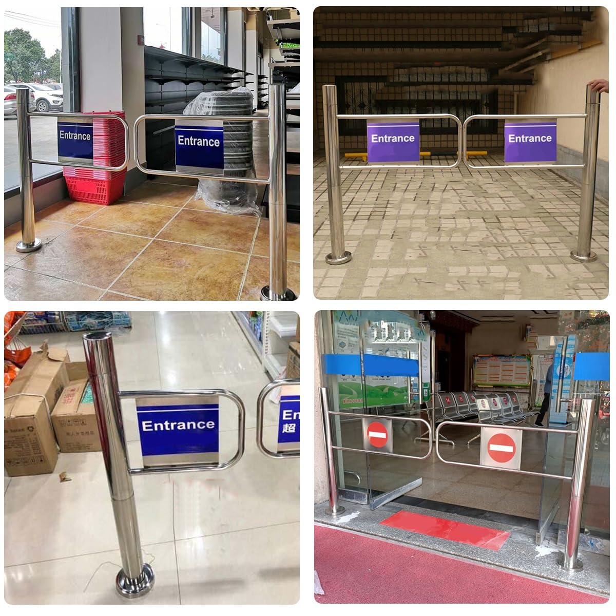 Puerta batiente automática, puerta de acceso peatonal de seguridad de 1 vía para supermercado, almacén, centro comercial, biblioteca