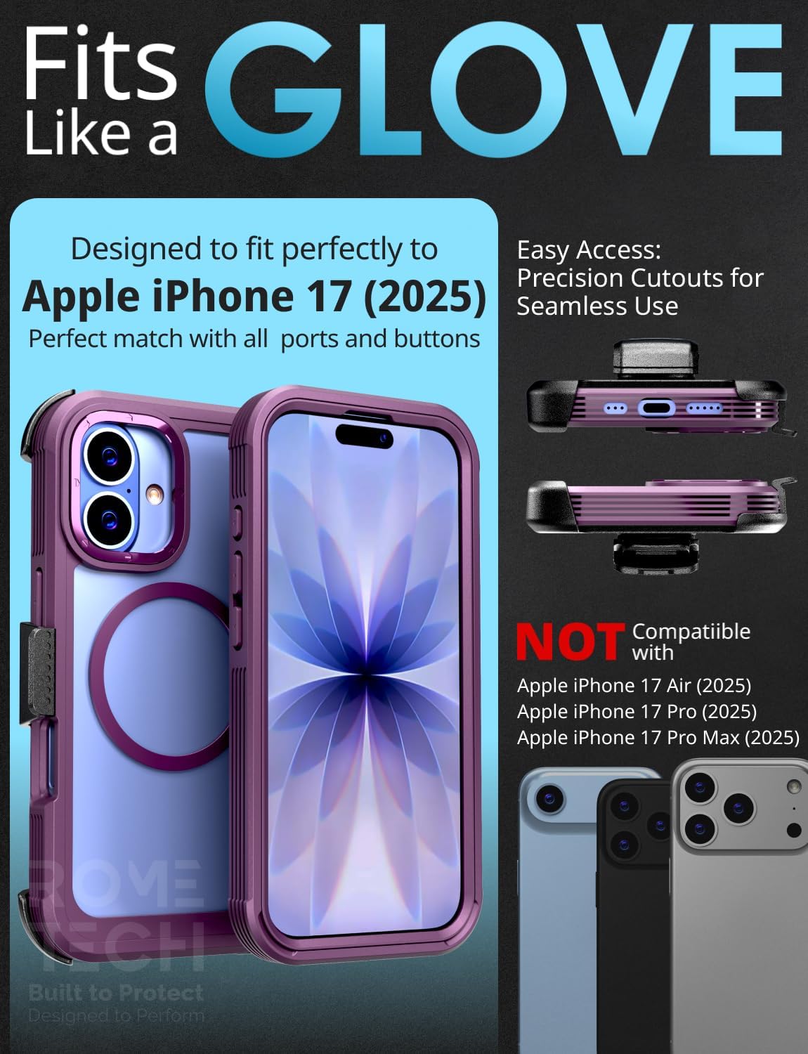 Designed for iPhone 17 Case with Belt Clip Holster, Kickstand Slim Cover Compatible with Magsafe Chargers - Phone Case for iPhone 17 - Wine