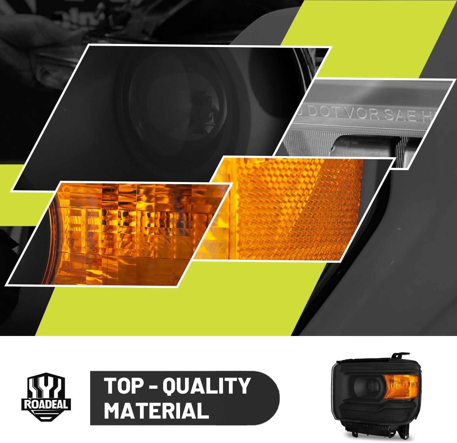 Headlights W/Bulbs for 2014-2018 GMC Sierra 1500/2015-2019 GMC Sierra 2500HD 3500HD Halogen Headlamp Replacement Driver & Passenger Side