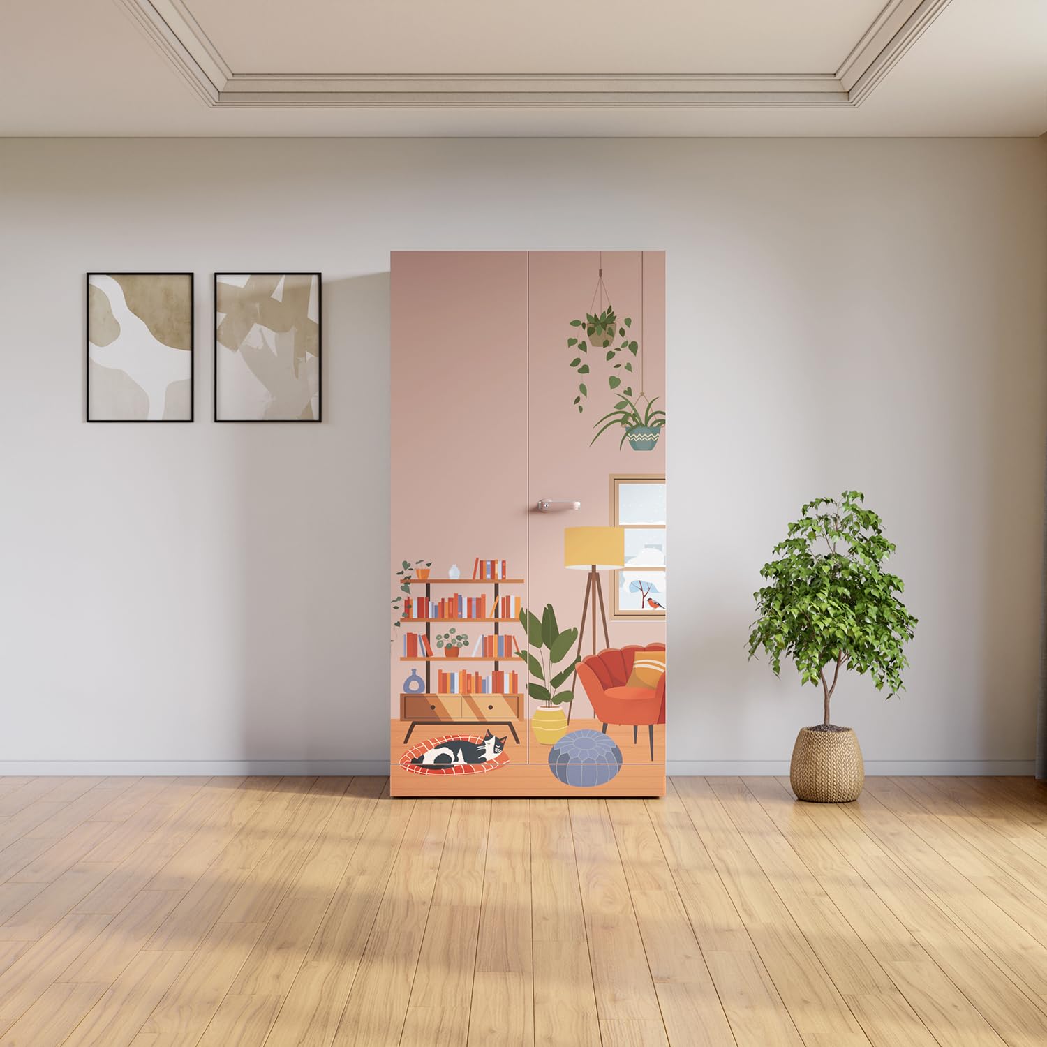 Interio by Godrej Auraline® Women Premium Digital Printed 2-Door Steel Almirah (Cozy Nook - Peach Whip), 1-Year Warranty, 4 Drawers-picture-11
