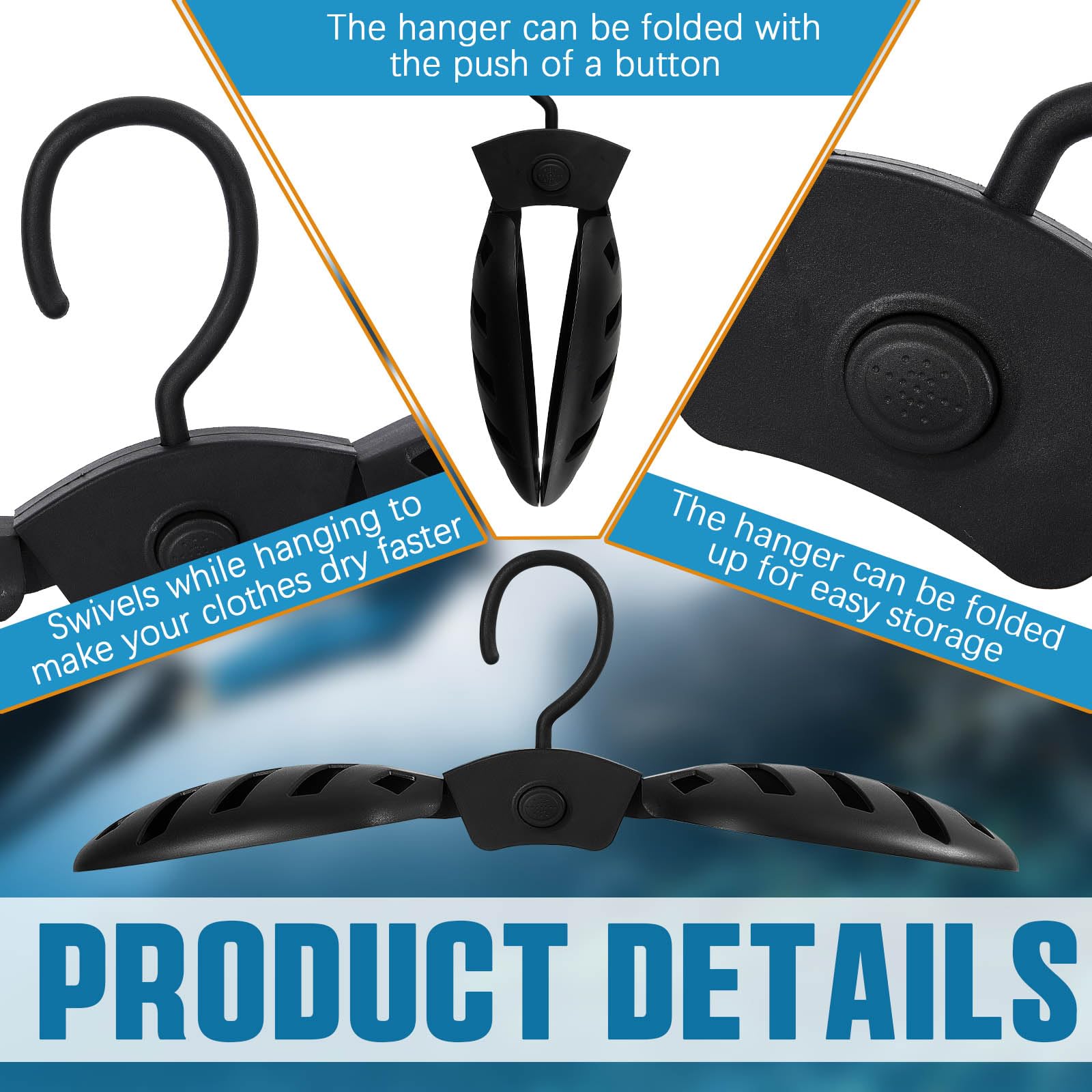 Lot de 4 cintres pliables à séchage rapide pour combinaison de surf - Cintres ventilés pour homme et femme - Accessoires de plongée