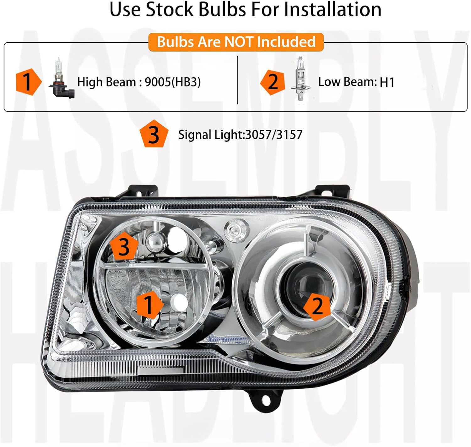2PCS Headlights Assembly DOT Approved For 2005 2006 2007 2008 2009 2010 Chrysler 300 C With Delay Option Replacement Halogen Headlamps Chrome Housing Clear Reflector