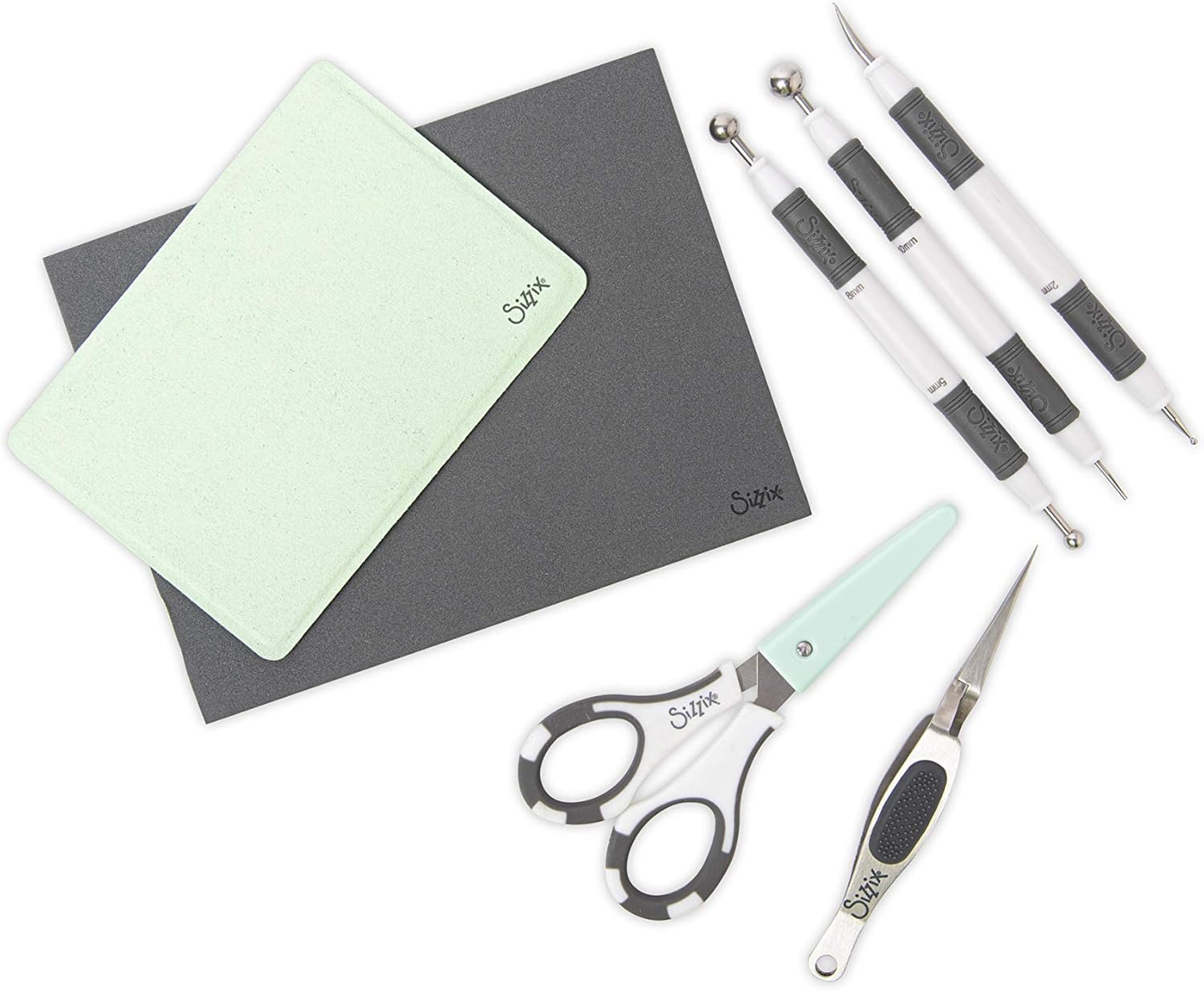 Sizzix Paper Sculpting Kit , Scrapbooking, Cardmaking, Papercraft & Home Décor Accessories, 10 Piece Set, Multi Color, One Size, Plastic & Metal, Grey