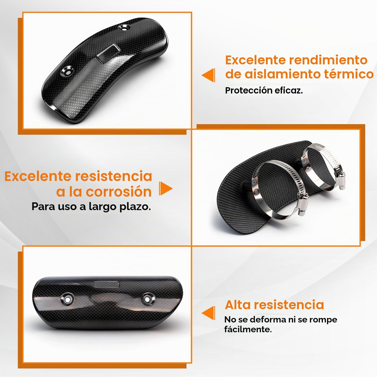 JFG RACING Protector Tubo Escape Moto,Fibra de Carbono Escudo Termico Escape Universal para Motocicleta de Calle Motocicleta Deportiva(Tamaño: 194 x 77 mm)