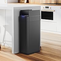 Vista 7 de TLSUNNY Basurero automático de 16 galones, de acero inoxidable, con sensor de movimiento, cubo de basura inteligente con tapa de mariposa, anillo